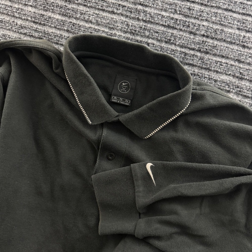 Vintage Nike Golf Polo Shirt Mens XL Black Long Sleeve Embroidered Swoosh